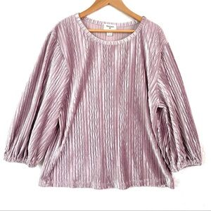 WORLD MARKET New Velvet Mauve Pleated Women's Top NWT Womens Small/Medium